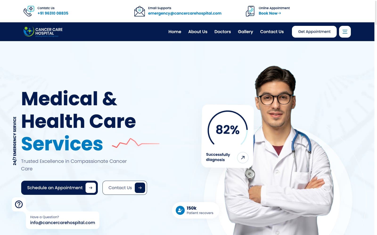 Cancer Care Hospital website showcase