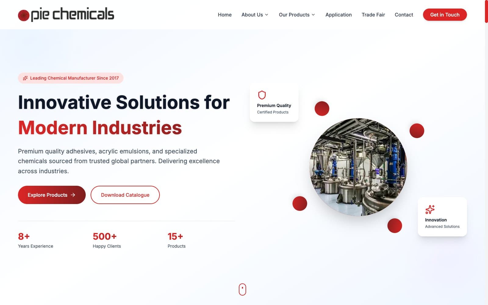 PIE Chemicals website showcase